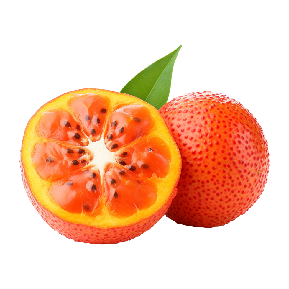 Organic gac fruit with spiky texture isolated png