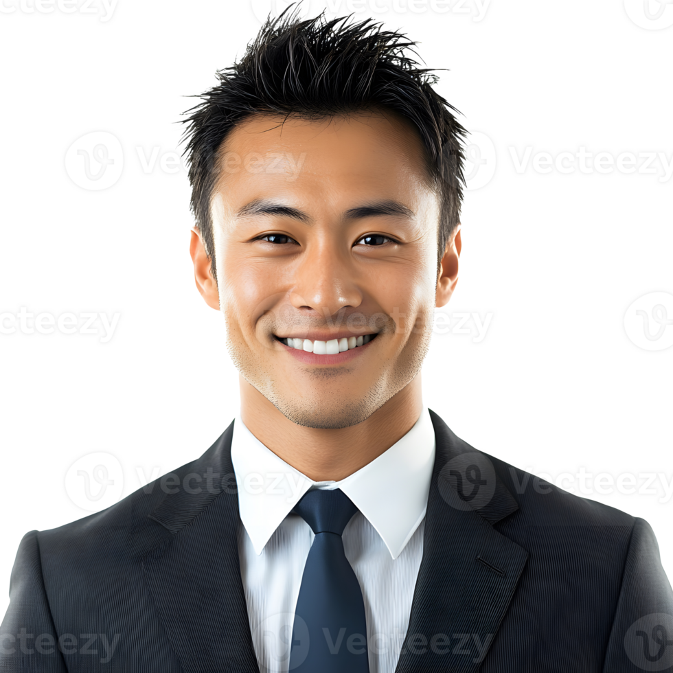 A smiling asian man in a suit and tie png