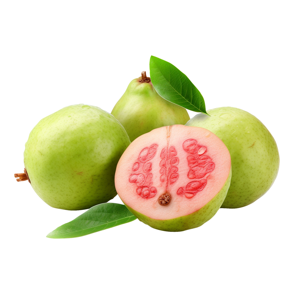 Juicy guava fruit and slices in high detail png
