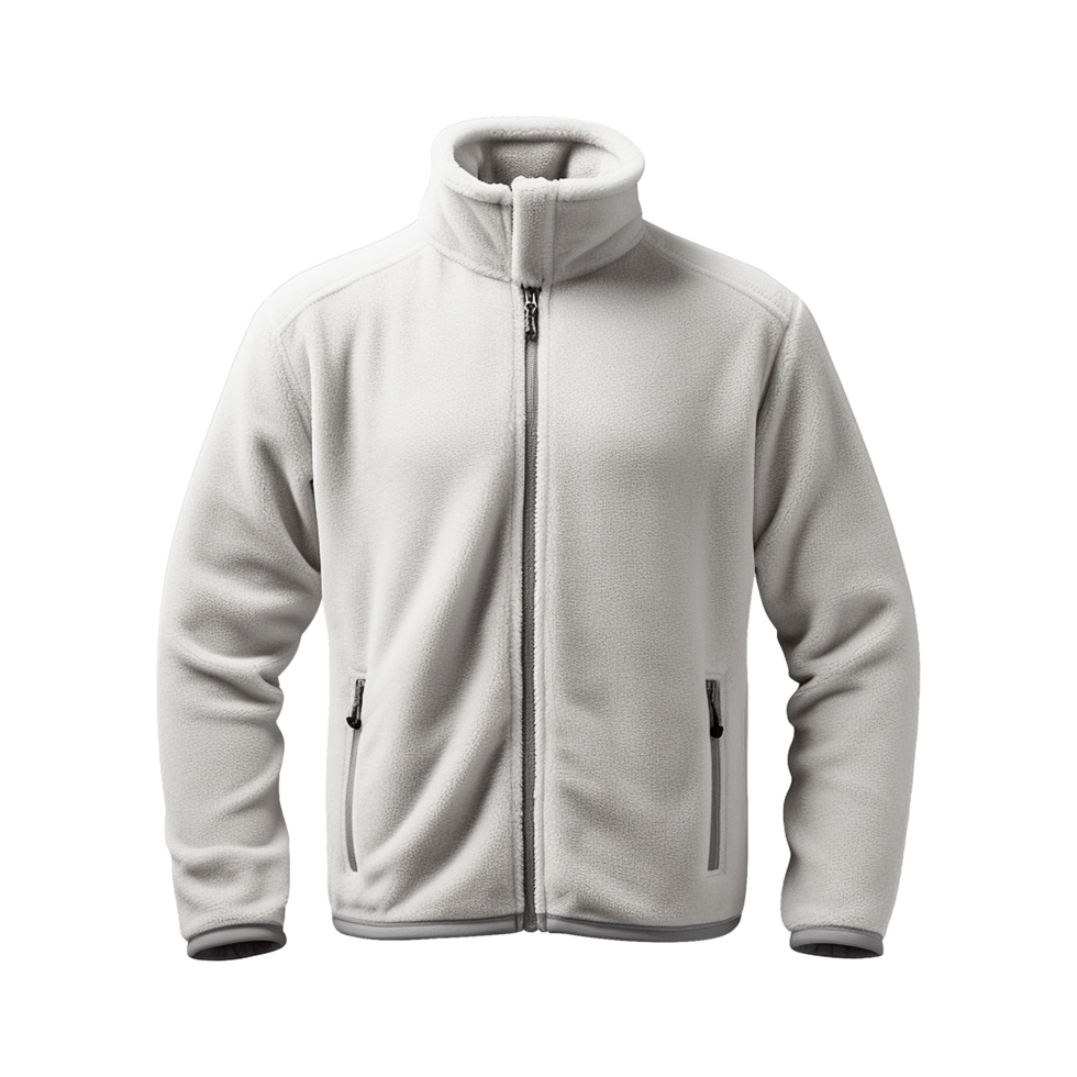 Stylish fleece jacket with front zipper isolated png
