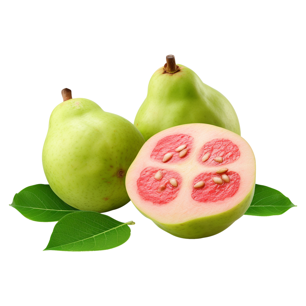 Guava fruits and slices isolated on clear background png