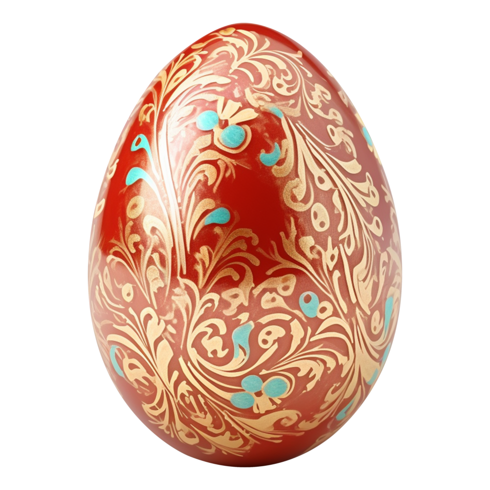 Bright Easter egg with traditional patterns transparent background png