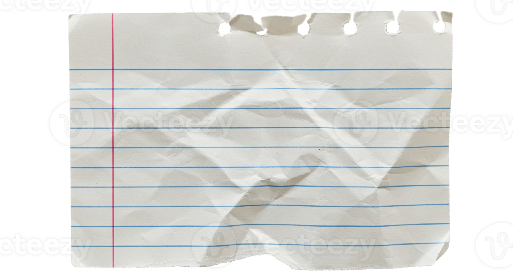 Torn Lined Paper with Crumpled Texture Transparent Background png