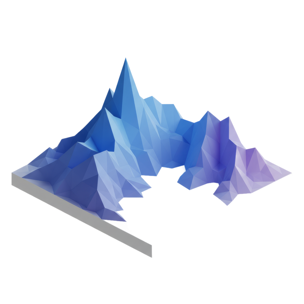 Abstract Blue Purple Geometric Mountain Range Isometric View png