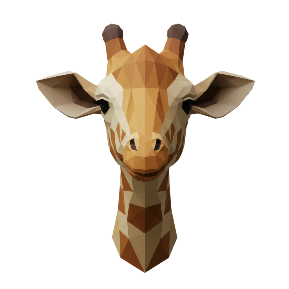 Low Poly Animal Portrait On Transparent Background png