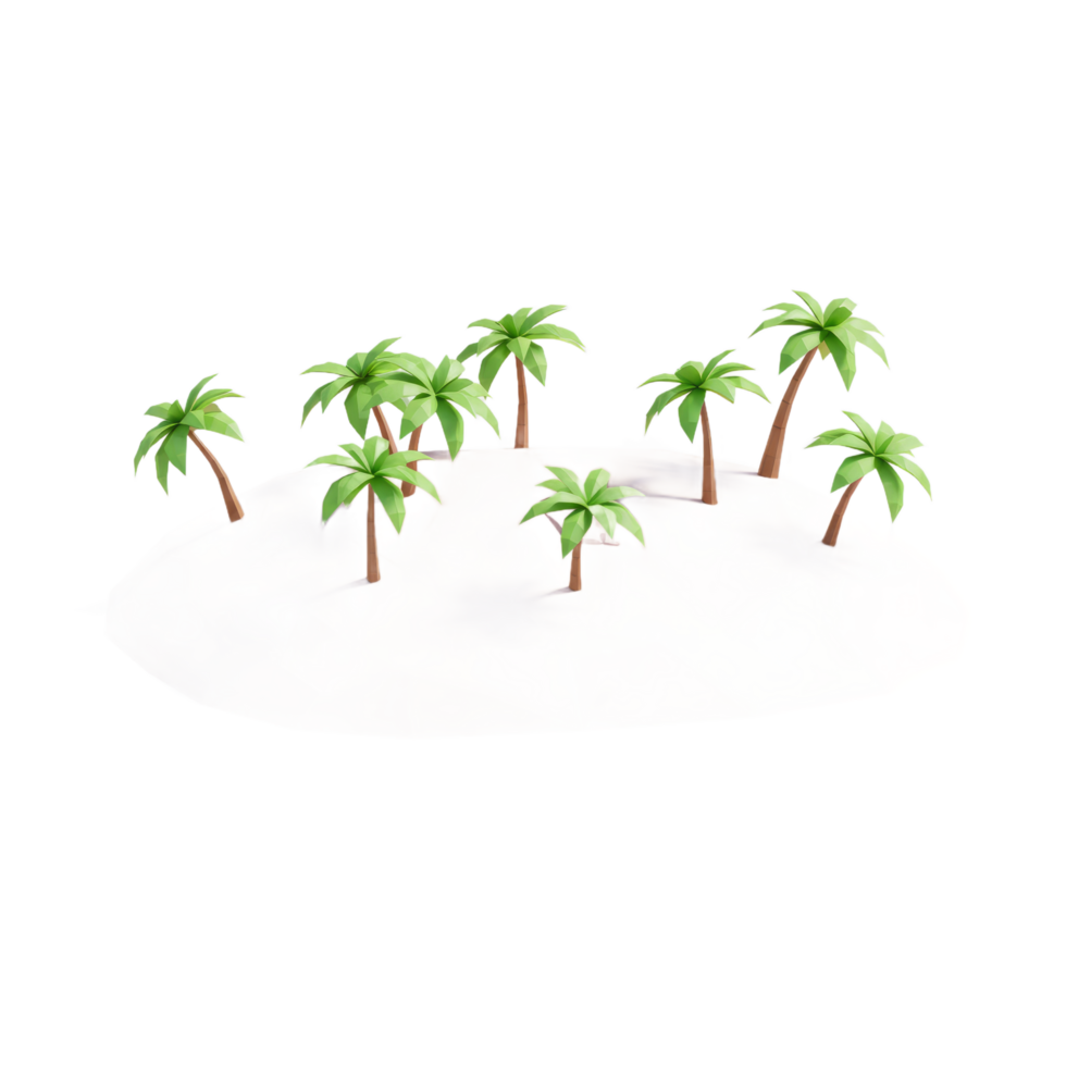 3D Rendering Of A Tropical Island With Palm Trees And Light Pink Sand png