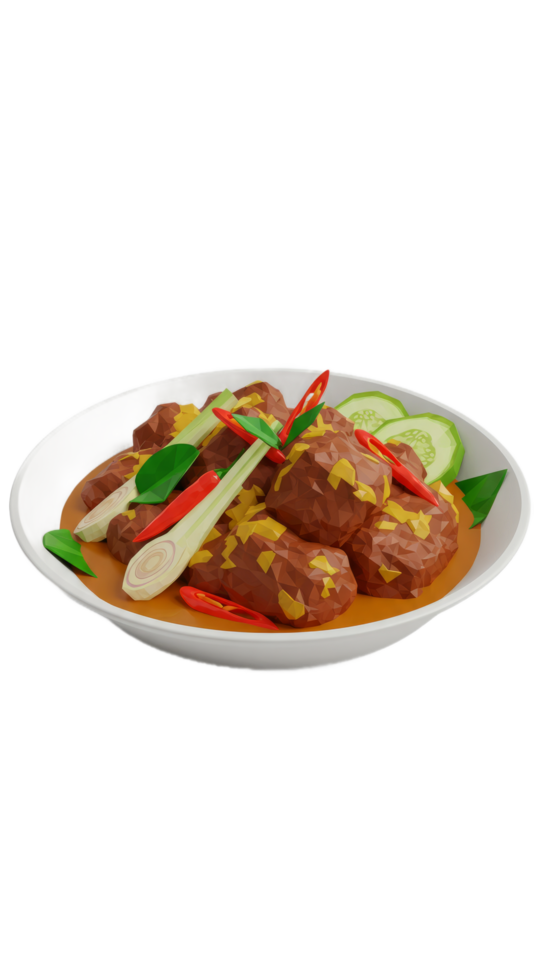 Spicy Meat Stew With Lemongrass And Chilis In A White Bowl png