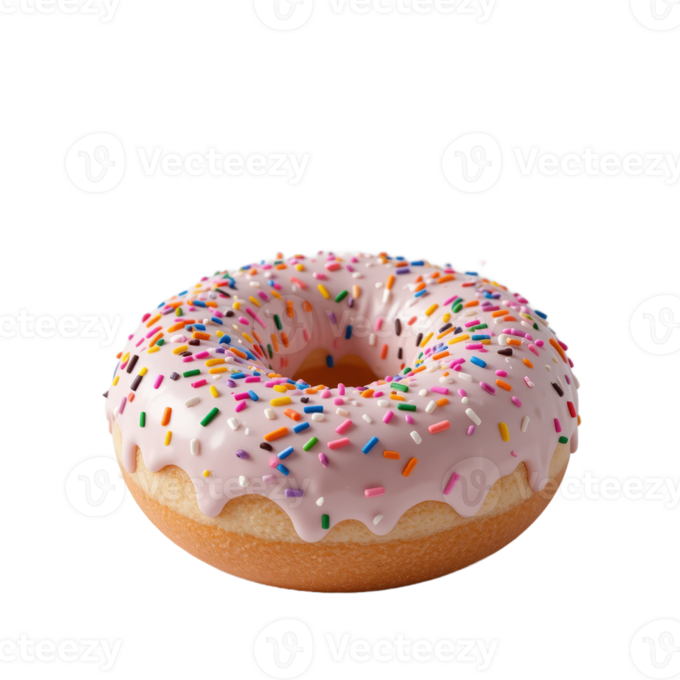 Glazed Donut With Colorful Sprinkles On White Background png
