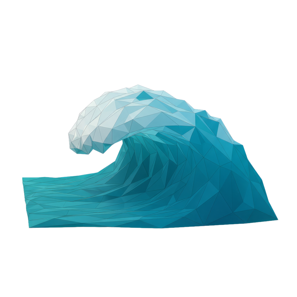Abstract Low Poly Teal Ocean Wave Design png