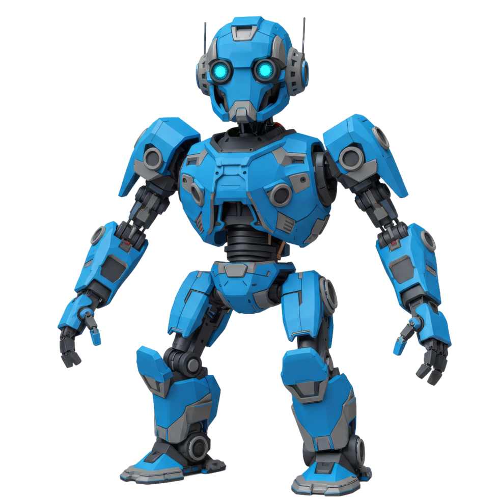 Small Blue Robot 3D Render, Futuristic Mechanical Design, Isolated On png