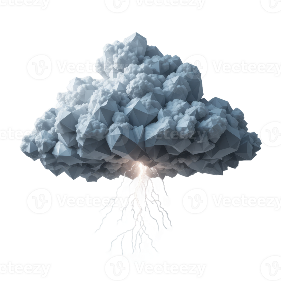 Geometric Cloud With Lightning Digital Art png