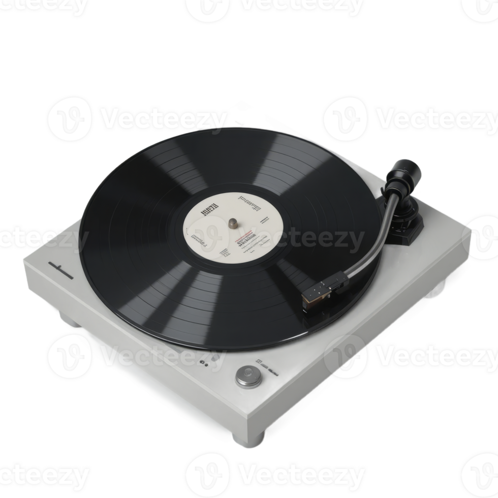 Grey And Black Vinyl Record Player On Transparent Background png