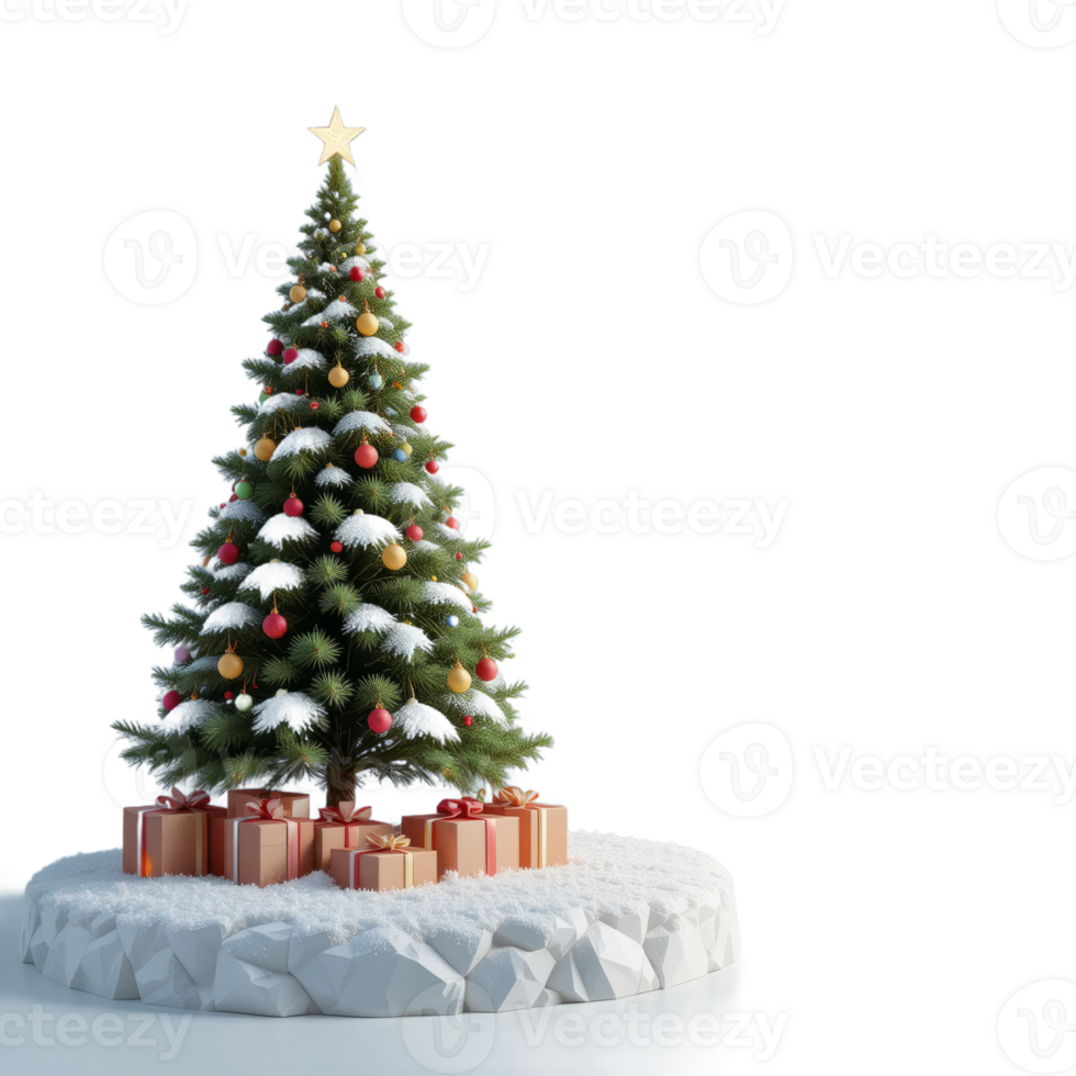 Festive Christmas Tree With Presents And Star png