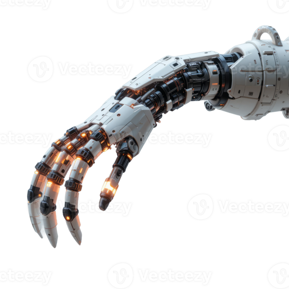 Detailed Robotic Hand With Glowing Accents On Dark Background png