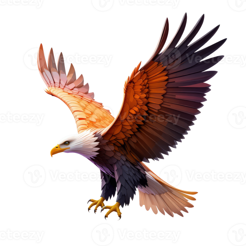 Majestic Bird In Flight Low Poly Illustration With Orange And Brown Hues png