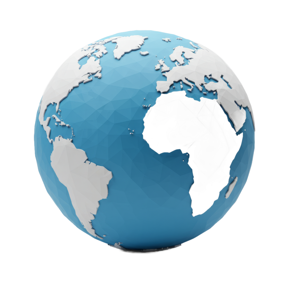 Low Poly Blue And White Earth Globe 3D Model png