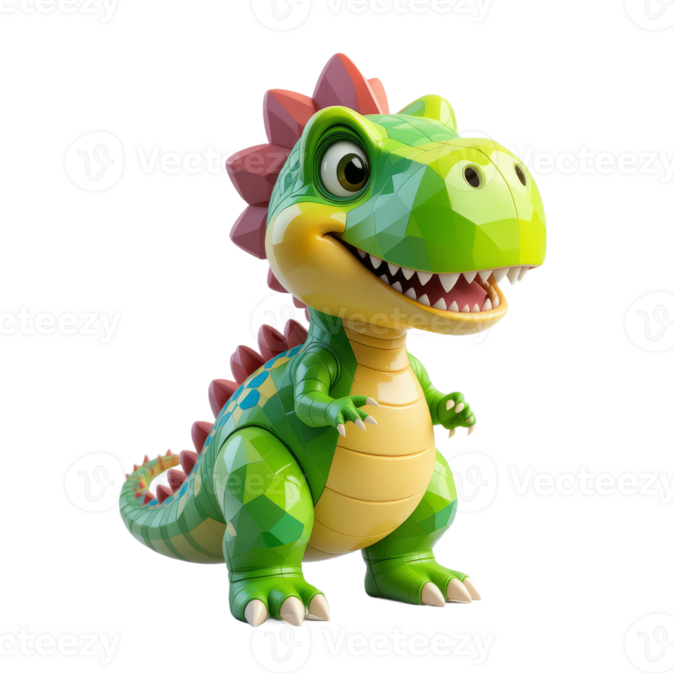 Playful Green Cartoon Prehistoric Creature 3D Render png