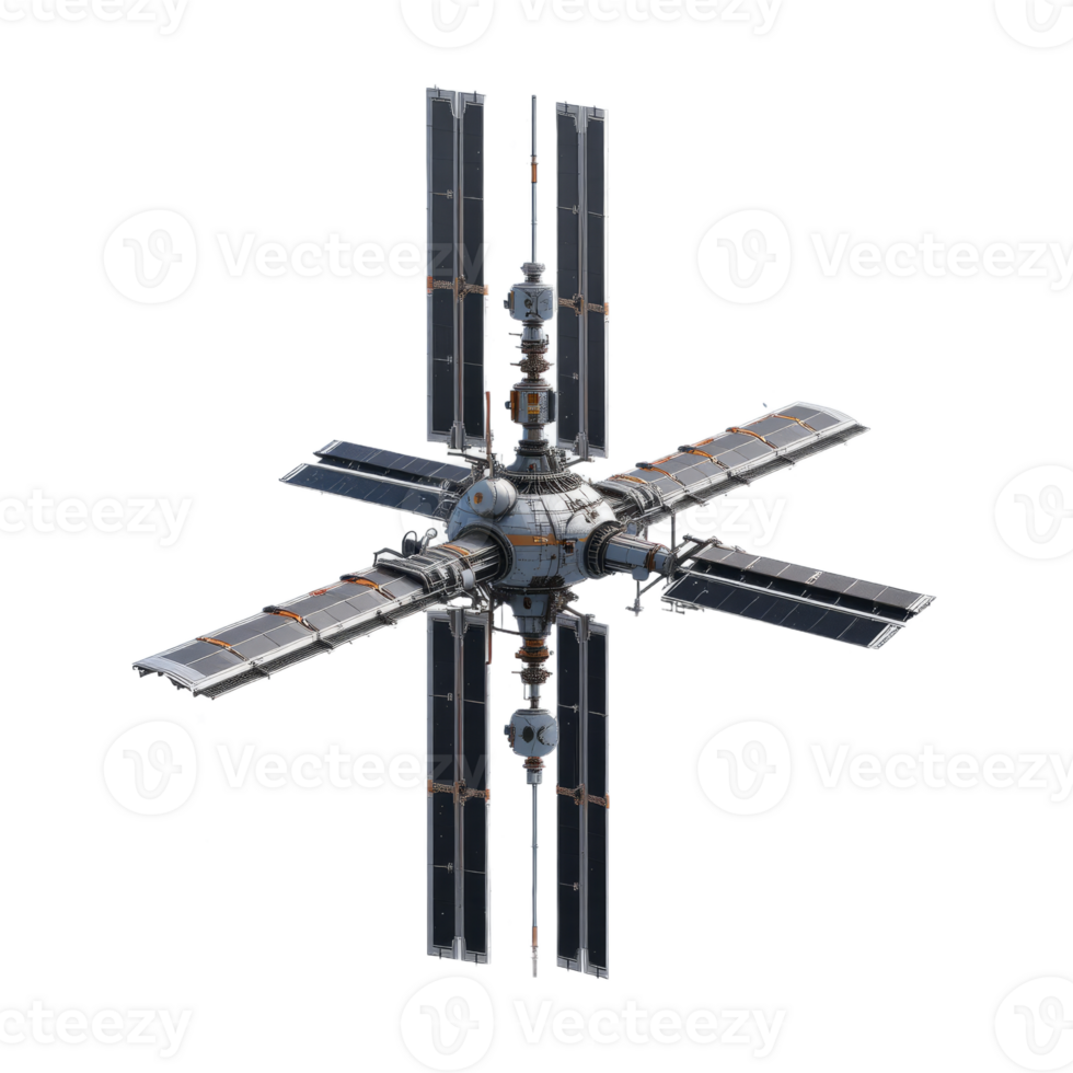 Gray And White Space Station With Orange Highlights 3D Model png