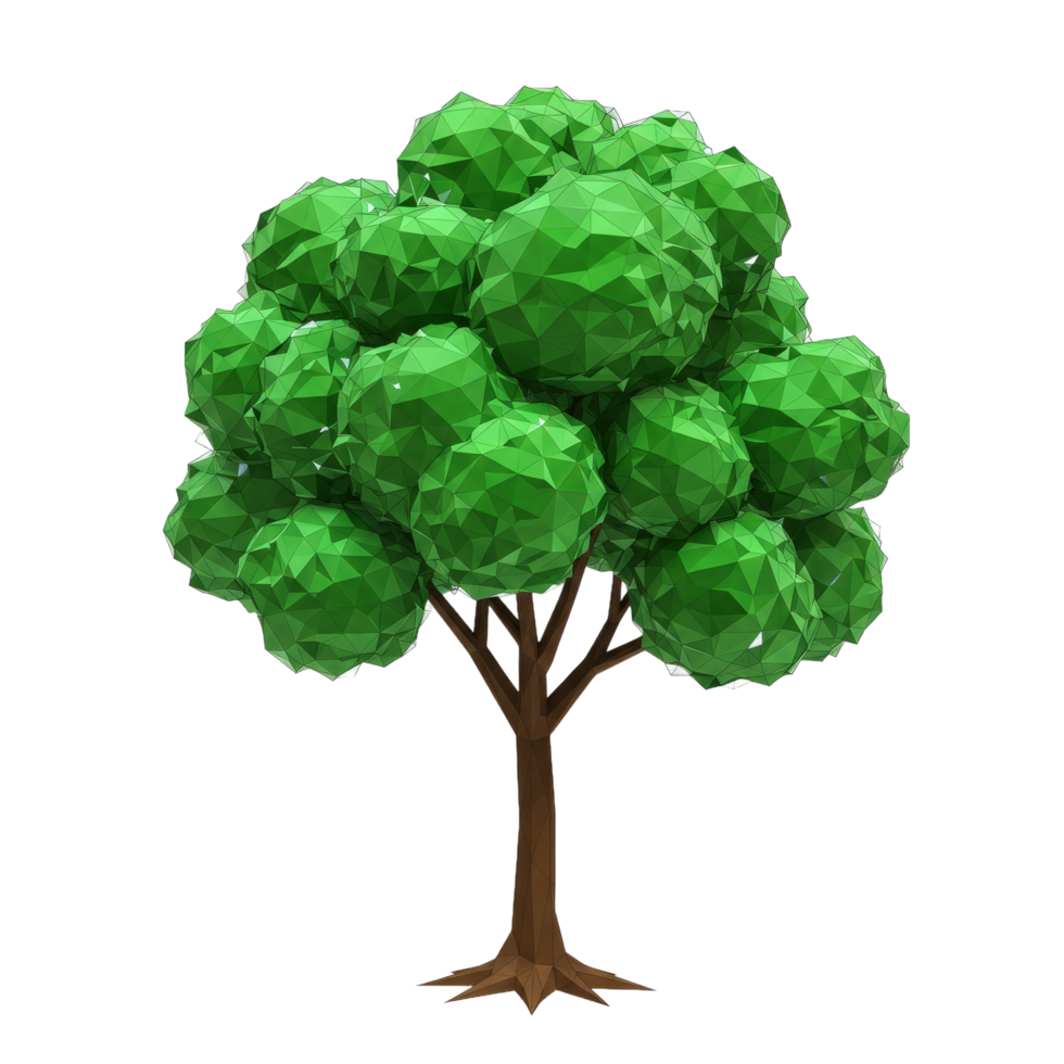 Low Poly Green Tree Illustration Digital Art png