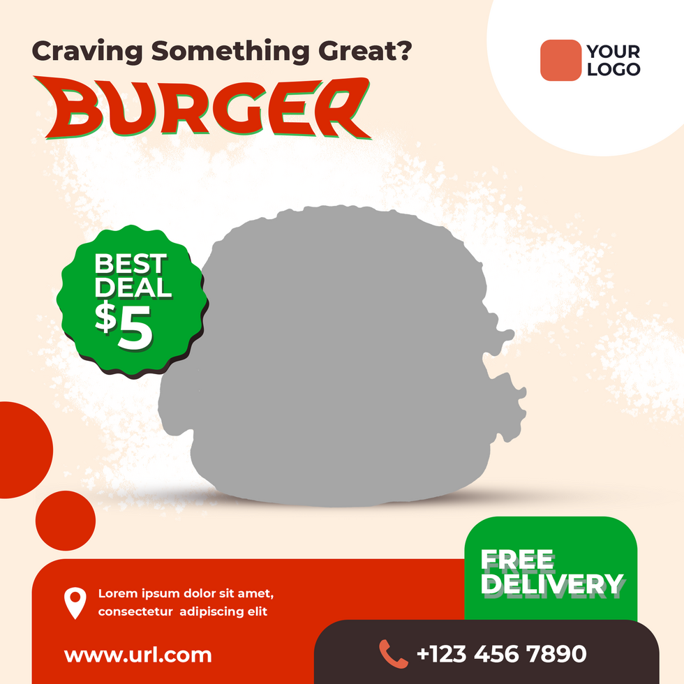 Simple burger flyer design template psd