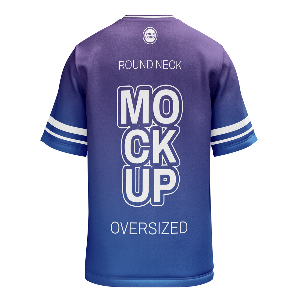 Back view Mens basic round neck oversized tshirt jersey mockup psd