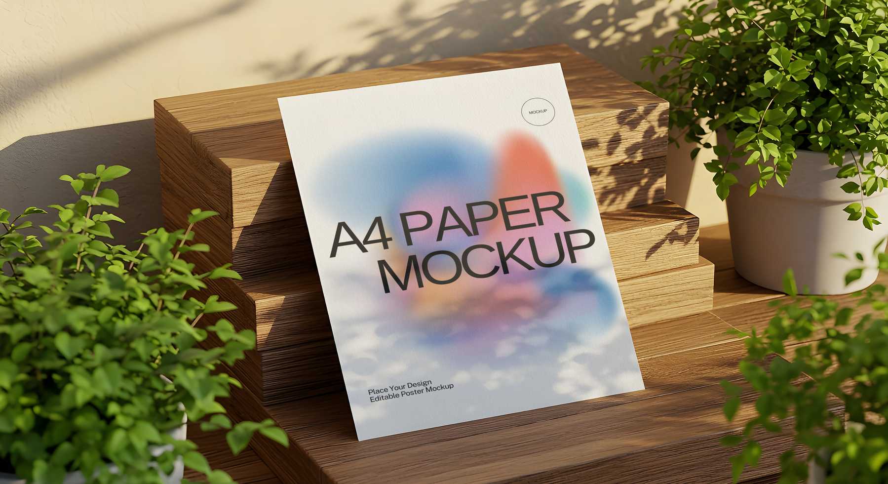A paper mockup on a wooden table psd