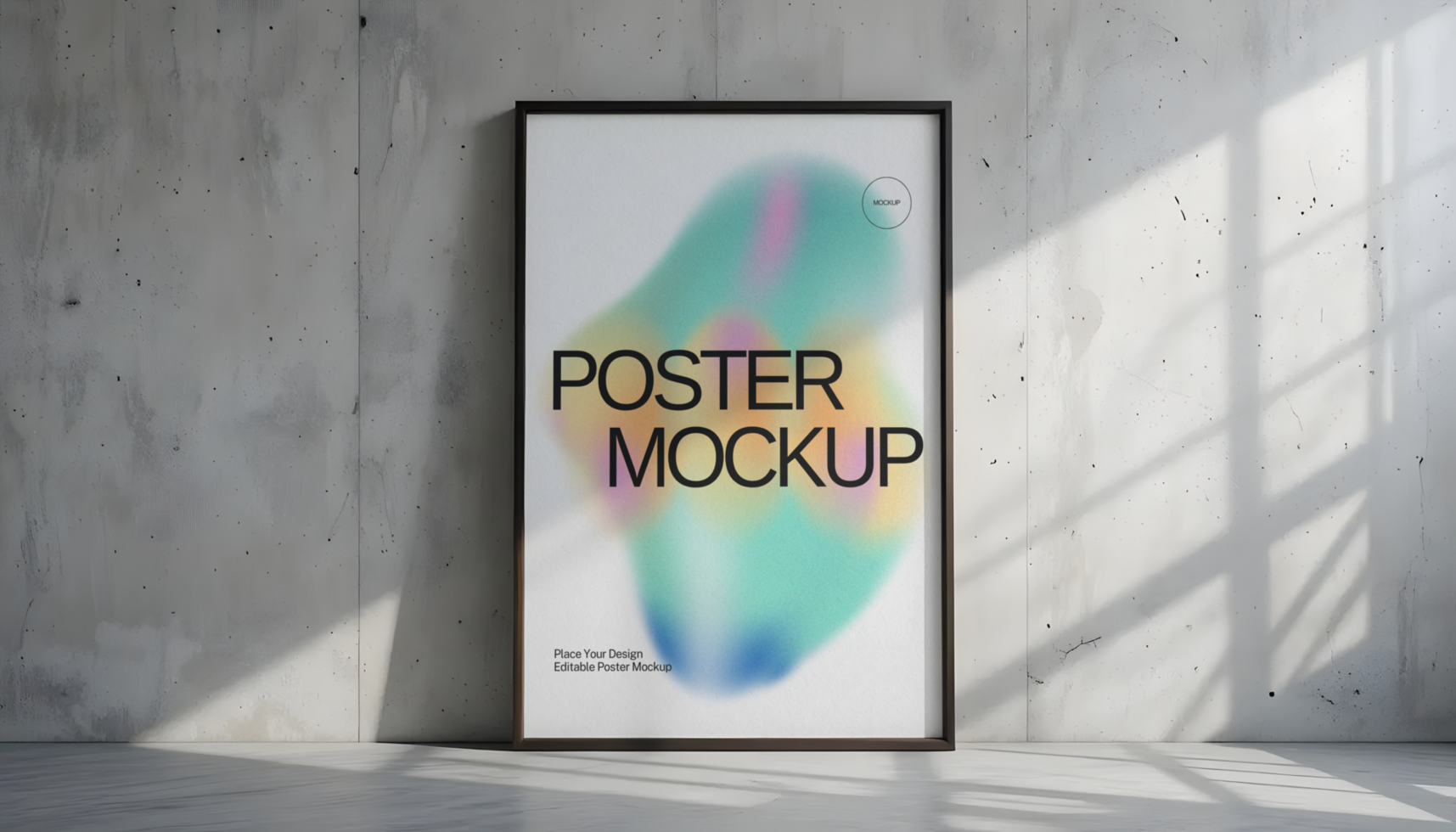 Poster Mockup on Concrete Wall with Light and Shadow Interior Scene psd