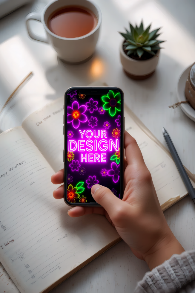 Stylish mockup of a phone design psd