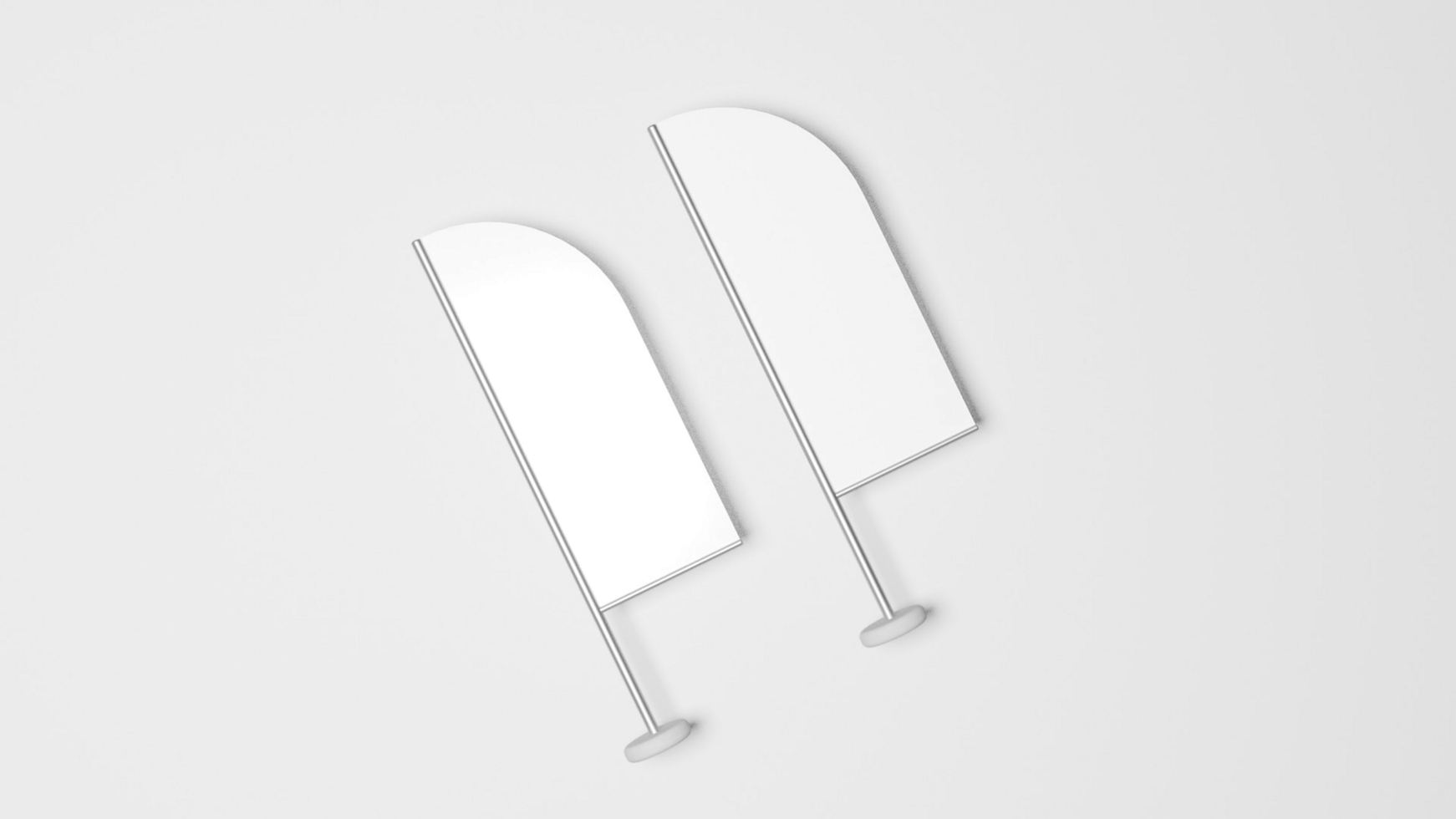Two white flags on a white surface psd