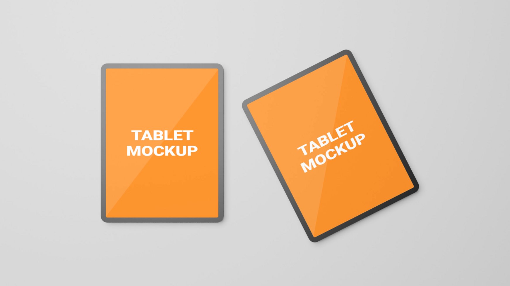Tablet mockup with orange and white background psd