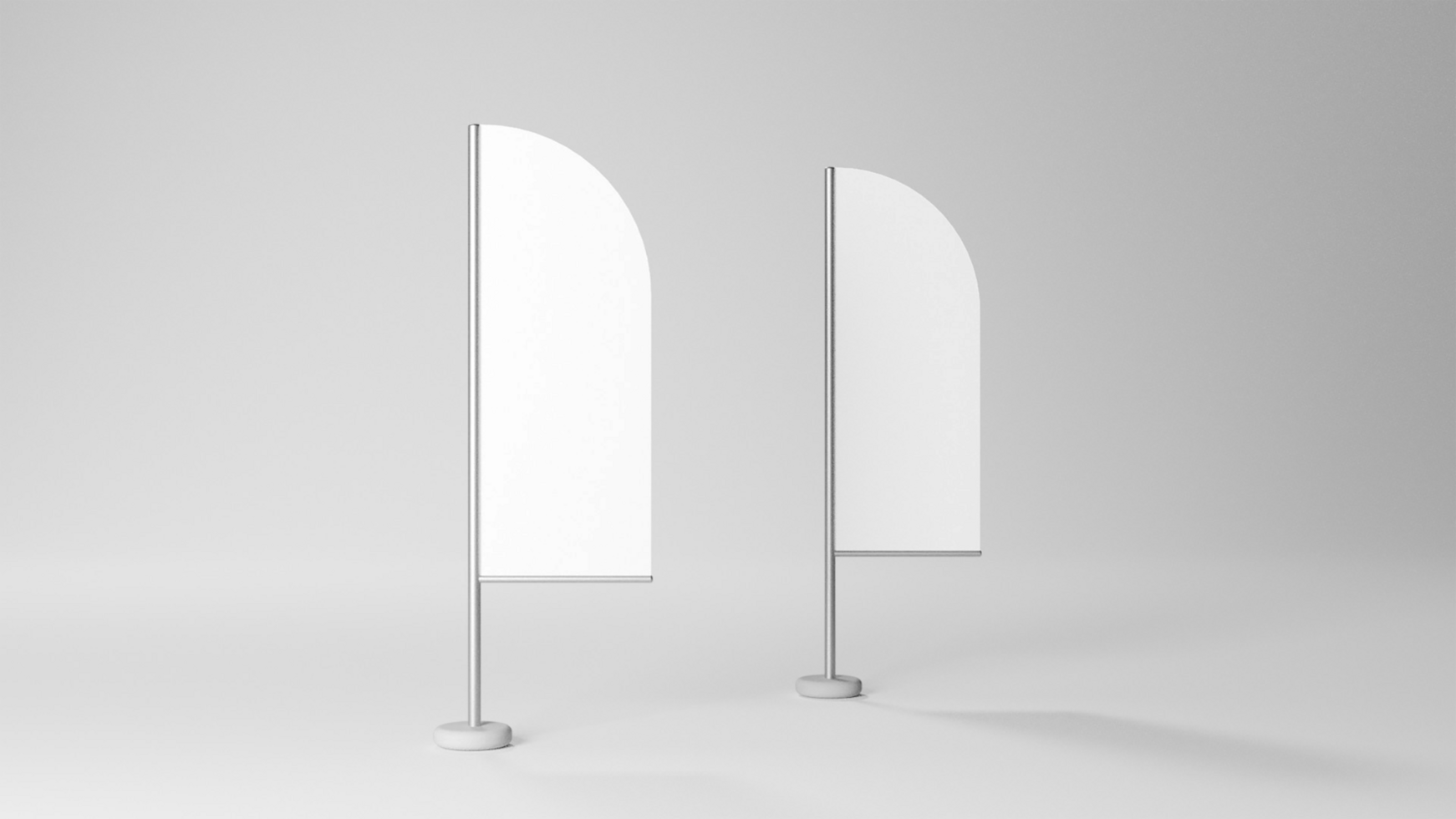 Two white flags mockup design psd