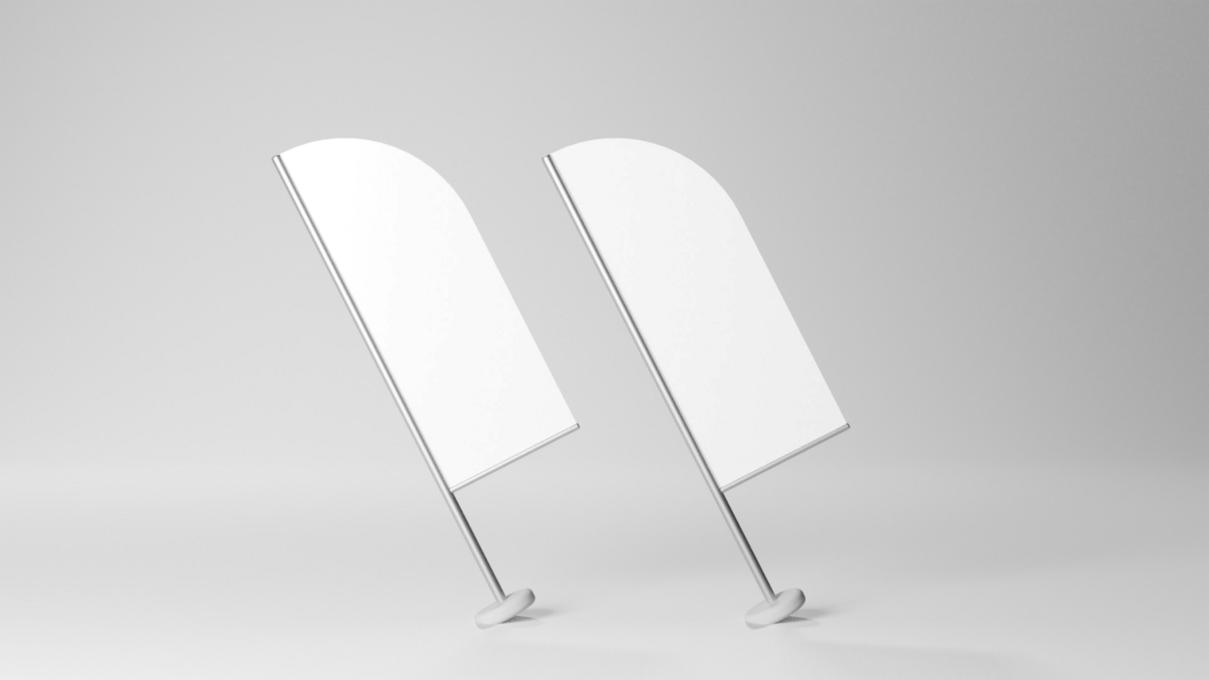 creative white flags mockup on a gray background psd
