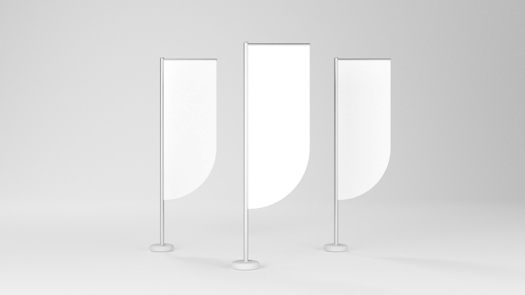 white flags mockup on a white background psd
