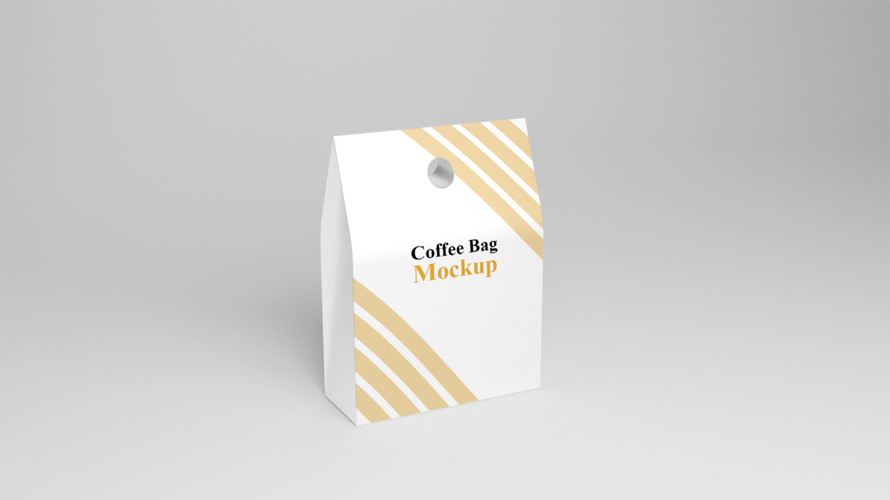 A white paper bag with a gold stripe on it psd