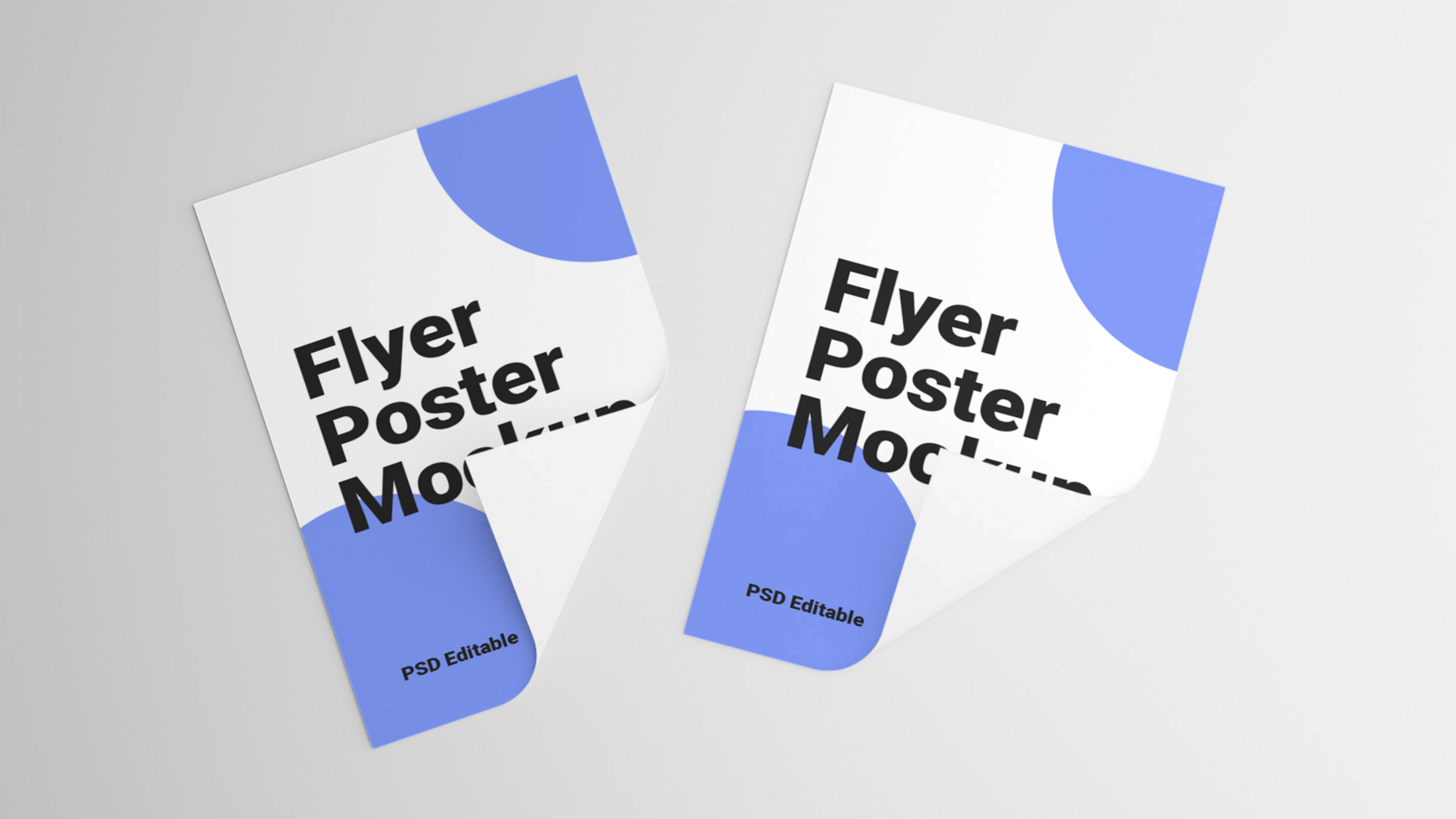 Two folded paper flyers mockup on a white background psd