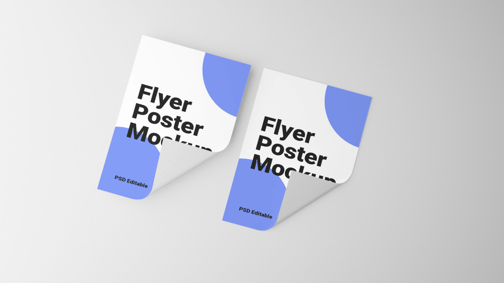 Two foldable poster mockups on a white background psd