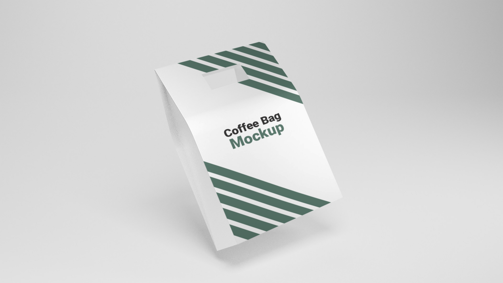 A white and green paper bag with a green stripe psd