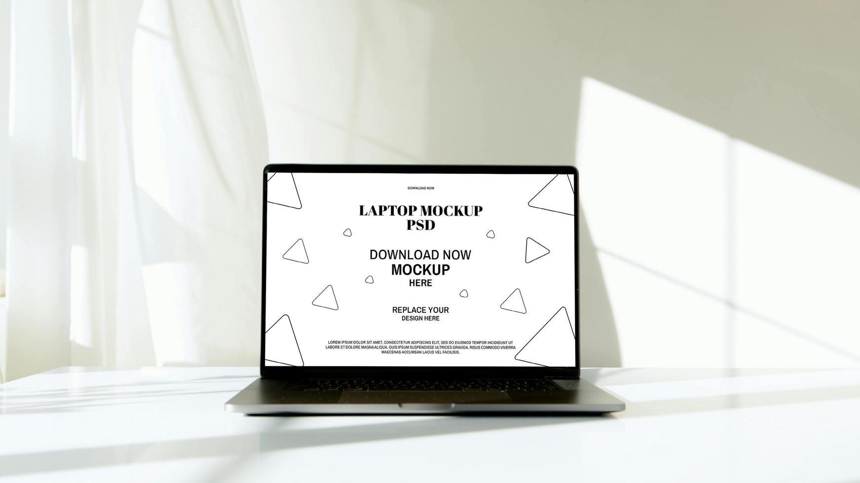 Laptop Mockup with White Screen on Table psd