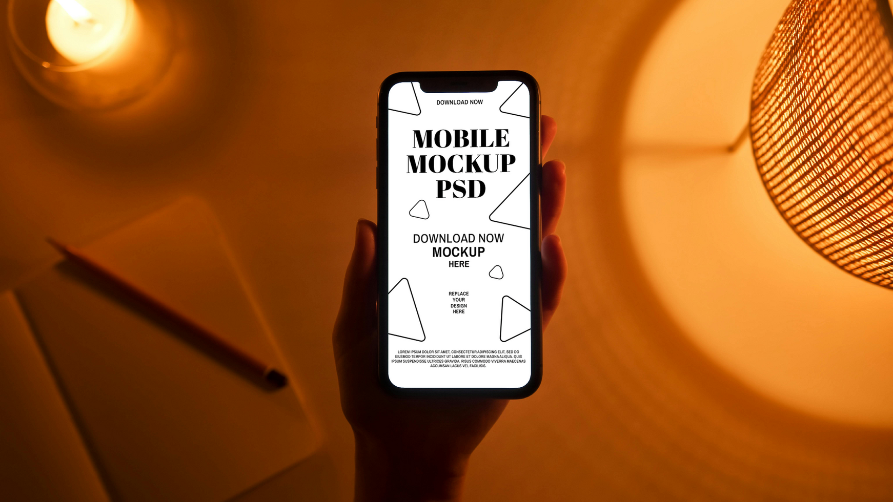 Mobile Mockup with a hand holding a modern smartphone. psd