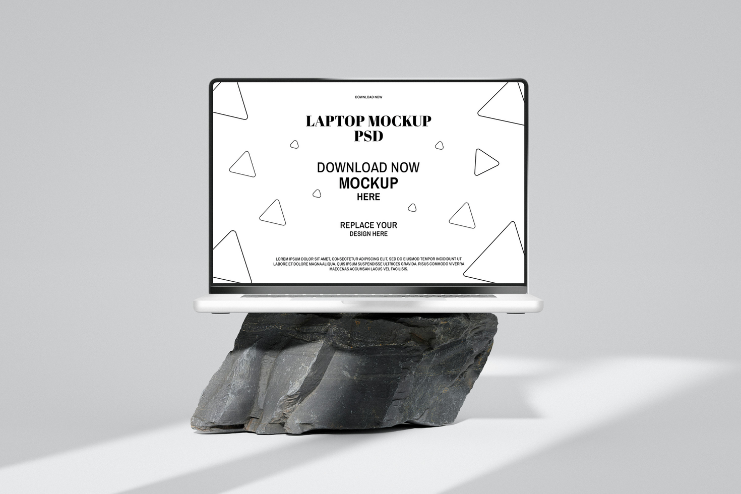 Laptop Mockup on Stone psd