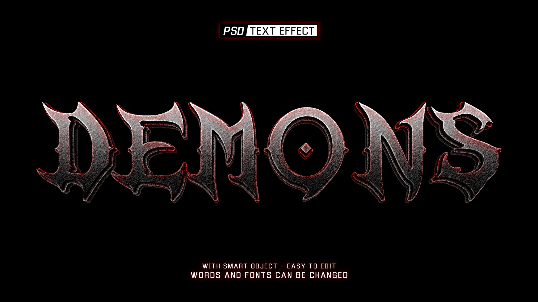 demons 3d text effect psd
