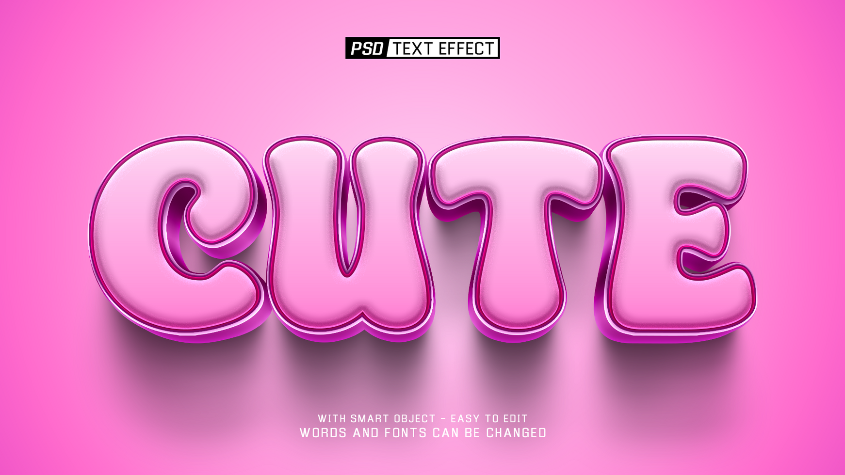 cute 3d text effect psd