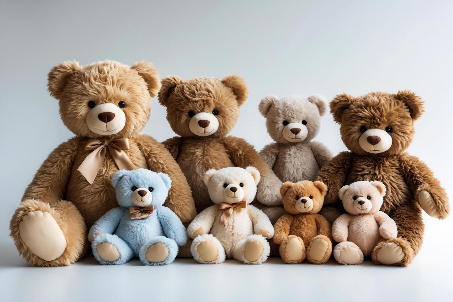 A group of teddy bears sitting together photo