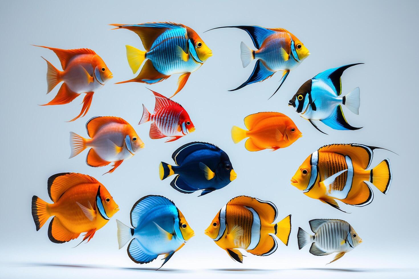 A group of colorful fish are shown in a group photo
