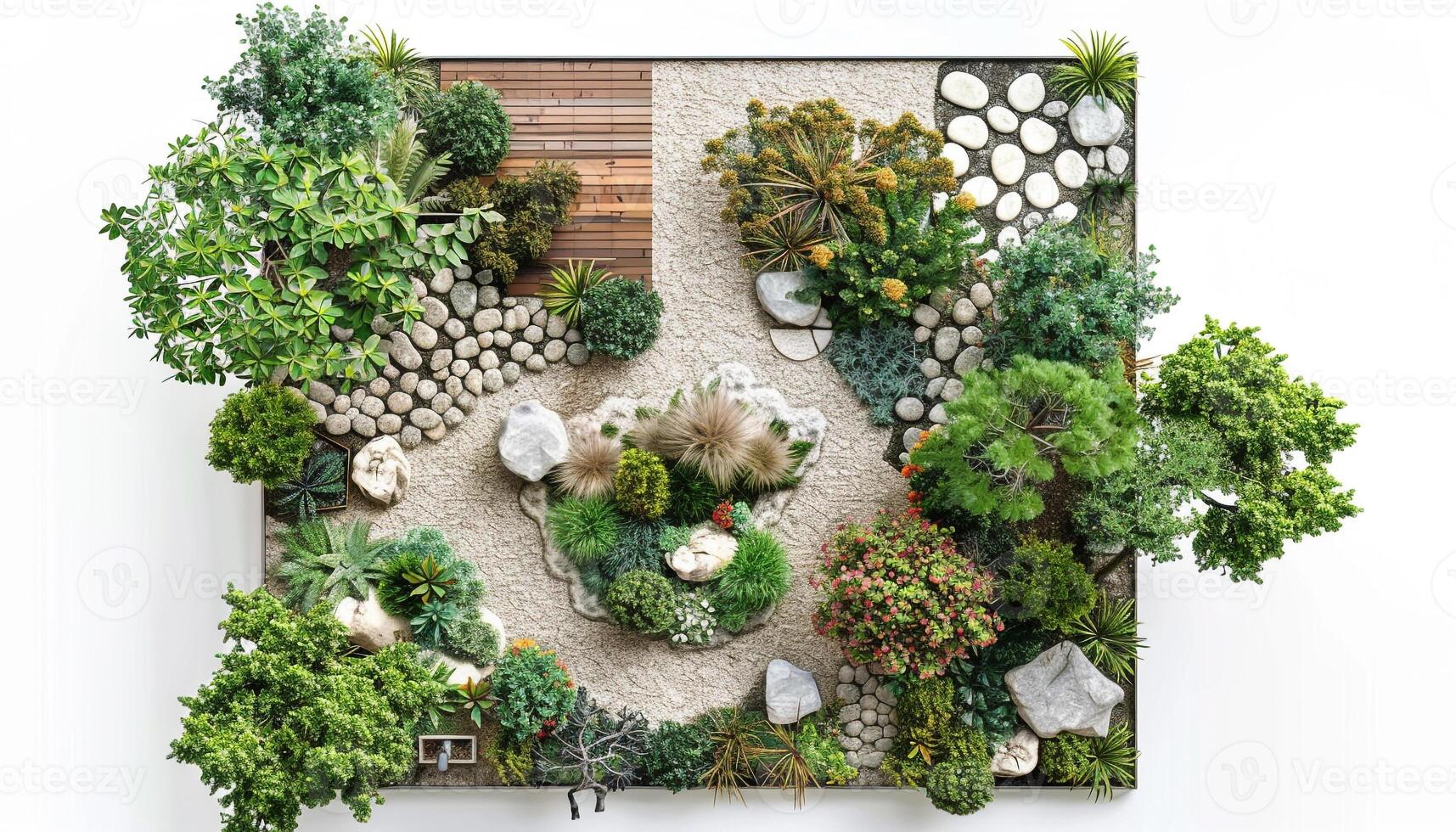 Landscape architect plan design by watercolor hand drawn painting with brushes strokes.Colorful splashing in the paper.It's wet texture background for creative wallpaper, floral card and art work. photo