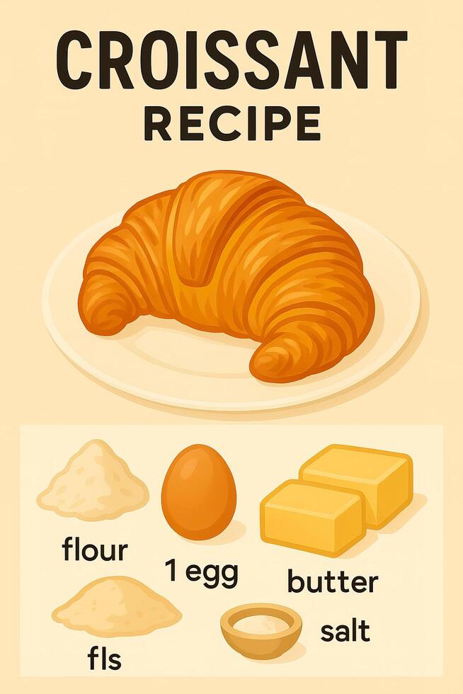Croissant recipe with ingredients and ingredients photo