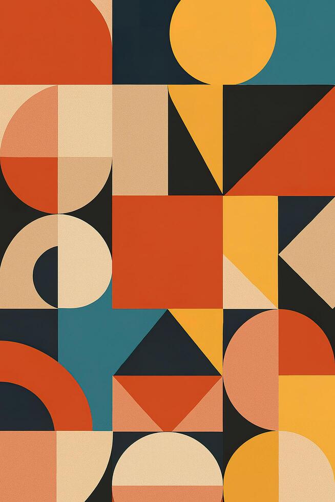 A colorful abstract painting with geometric shapes photo