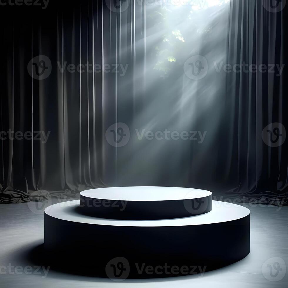 Empty podium with light coming from the window photo