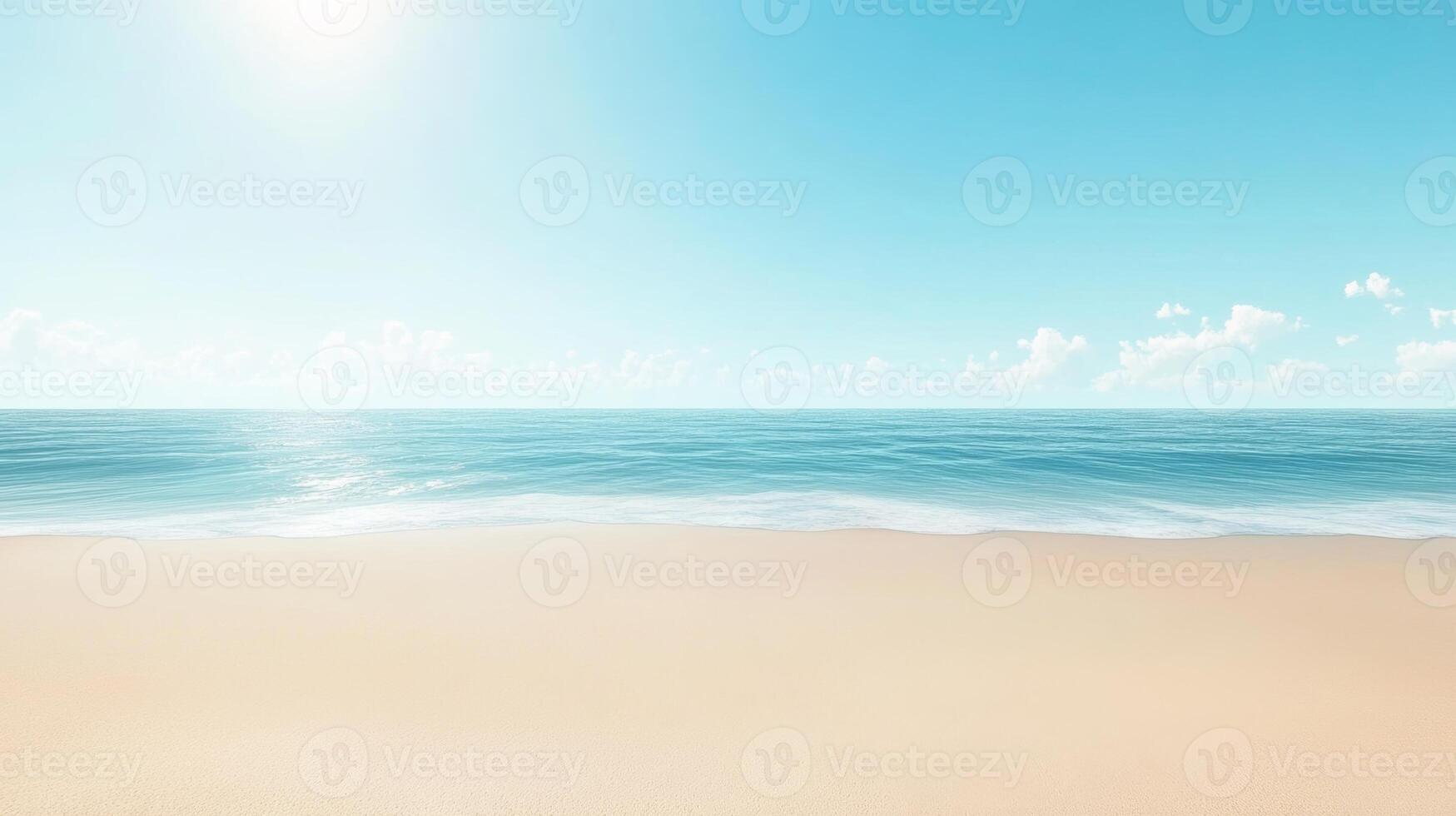Serene beach view with soft sand and calm waters under a bright sky photo