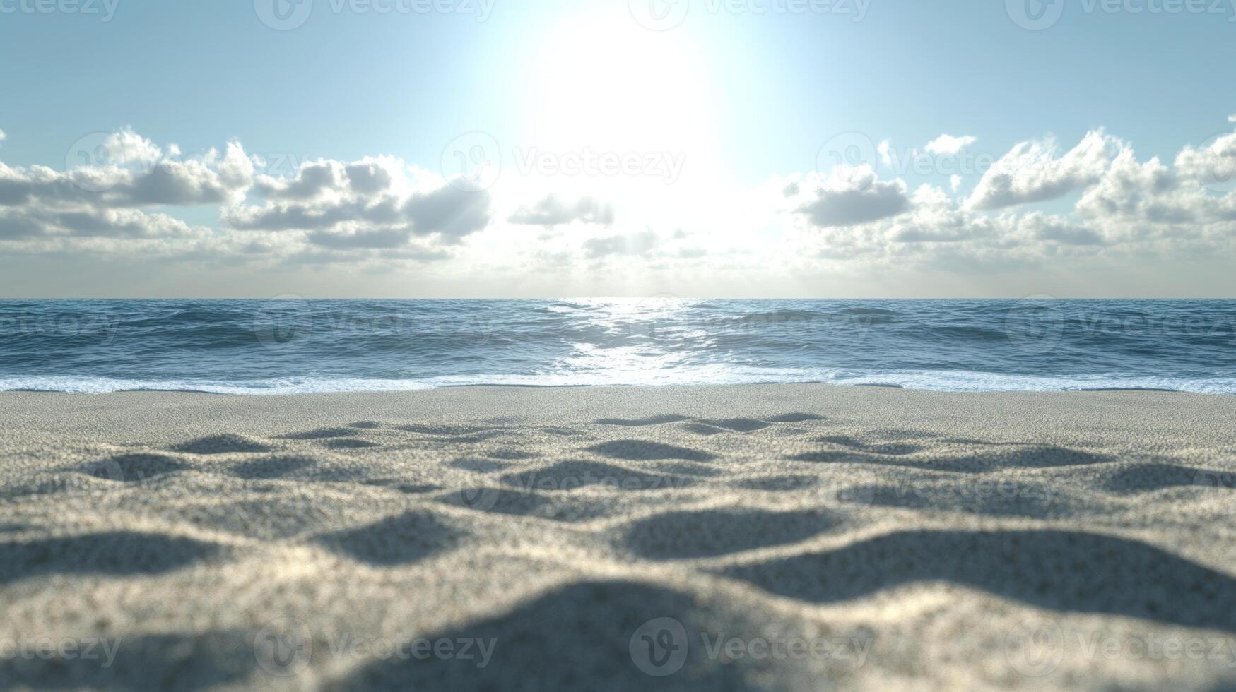 Calm sea and soft sand create a serene atmosphere on an empty beach during a sunny day photo